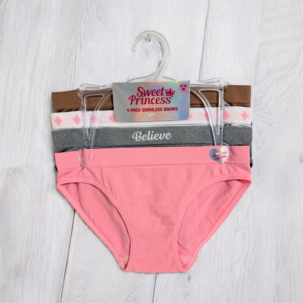 Girl’s 4 Pack Seamless Bikini - Pink, Gray, Brown